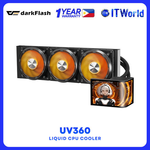 [darkFlash-UV360-AIO-CURVED-SCREEN-AIO] darkFlash UV360 Liquid CPU Cooler 6.67" OLED 2K Display 360mm ARGB Fans High Performance Cooling