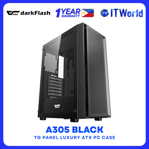[DF-CASE-A305-BLACK] darkFlash A305 Series TG Panel ATX PC Case Tempered Glass Mesh Airflow Multi-Fan Support itw