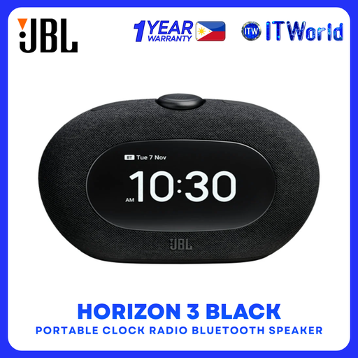[JBL-HORIZON-3-BLACK] JBL Horizon 3 Portable Clock Radio Bluetooth Speaker Black Sunrise Alarm DAB FM USB-C
