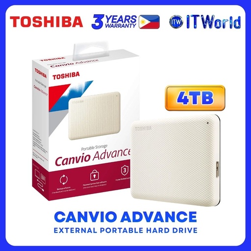 [HDTCA40AW3CA] Toshiba Canvio Advance 4TB 2.5" External Portable Hard Drive HDD White - HDTCA40AW3CA