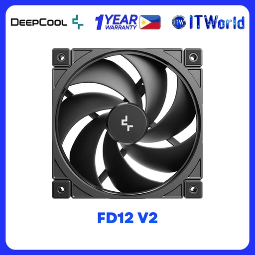 [R-FD12V2-BKNPN1-G] DeepCool FD12 V2 120mm PWM Fan 2500RPM High Airflow 79.89CFM Hydro Bearing itw