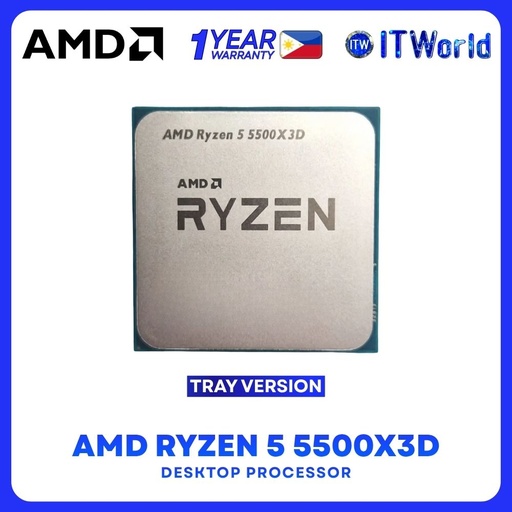 [R5-5500X3D-TRAY-1Y] AMD Ryzen 5 5500X3D CPU - 6 Cores / 12 Threads 4.0GHz / 96MB Cache AM4 Processor 100-000001504 itw