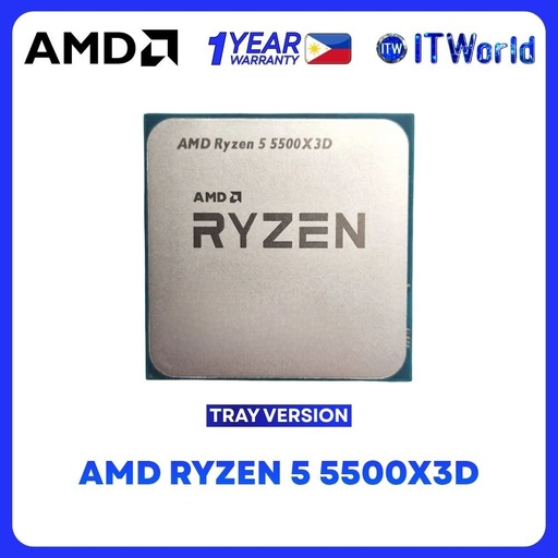 [R5-5500X3D-TRAY-1Y] AMD Ryzen 5 5500X3D CPU - 6 Cores / 12 Threads 4.0GHz / 96MB Cache AM4 Processor 100-000001504 itw