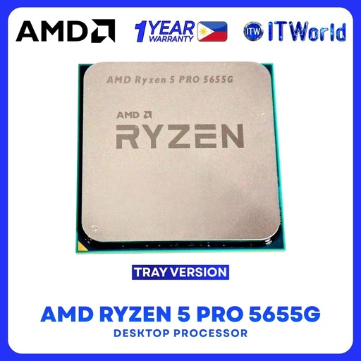 [R5-5655G-TRAY-1Y] AMD Ryzen 5 PRO 5655G CPU - 6 Cores / 12Threada 4.4GHz / Radeon Graphics AM4 100-000001513 itw