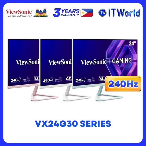 [VX24G30-PK] ViewSonic VX24G30 Series 24" 1920x1080 FHD IPS 240Hz 0.8ms G-Sync HDMI DP Gaming Monitor