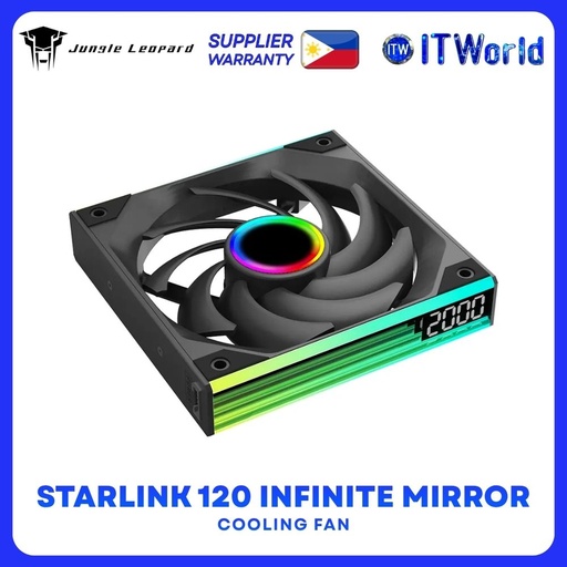 [JL STARLINK120BK MIRROR] Jungle Leopard Starlink 120 Infinite Mirror ARGB 4-Pin PWM Hydraulic Bearings Cooling Fan - Black