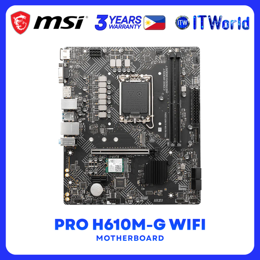 [PRO H610M-G WIFI DDR4] MSI PRO H610M-G WIFI LGA1700 mATX Wi-Fi 5 DDR4 HDMI DP VGA Motherboard itw