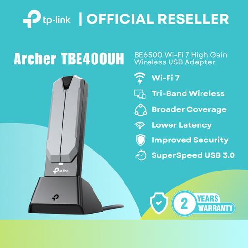 [Archer TBE400UH] TP-Link Archer TBE400UH - BE6500 / Wi-Fi 7 / USB 3.0 / High Gain Antennas / Tri-Band | itw