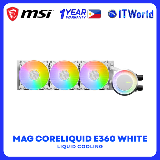 [MAG CORELIQUID E360 WHITE] MSI MAG CORELIQUID E360 WHITE ARGB 360mm AIO CPU Liquid Cooler itw