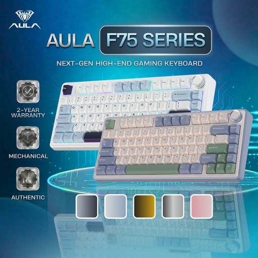 AULA F75 Series Gasket Mechanical Keyboard RGB Hot Swappable 3 Mode Wireless 80 Keys itw