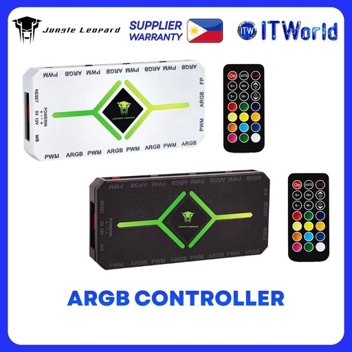 [JL10-HUB-REMOTE-BK] Jungle Leopard 1-to-10 ARGB Fan Hub Remote SATA 5V 3PIN Sync itw (Black)