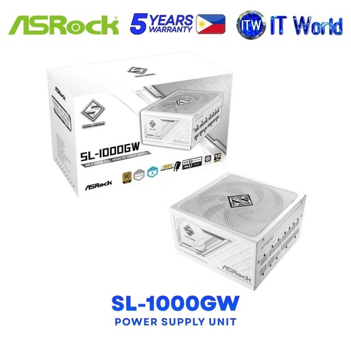 [SL-1000GW] ASRock SL-1000GW 1000W 80+ Gold ATX3.1 Fully Modular Power Supply Unit - White