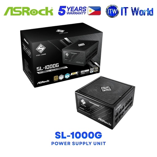 [SL-1000G] ASRock SL-1000G 1000W 80+ Gold ATX3.1 Fully Modular Power Supply Unit - Black