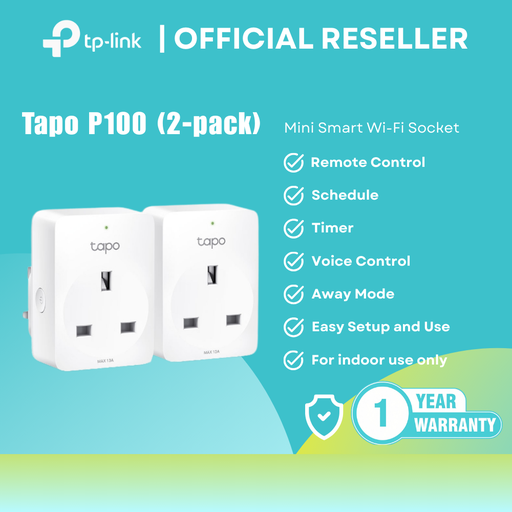 [Tapo P100(2-pack)] TP-Link Tapo P100 2-Pack Mini Smart WiFi Socket / 2.4 GHz / 13A 2990W itw
