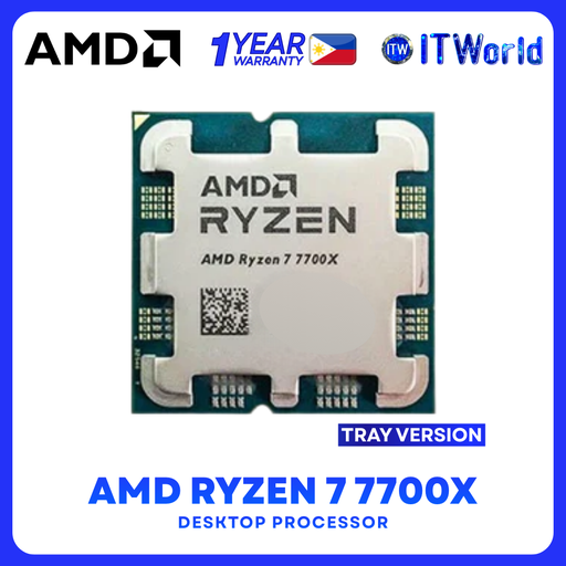 [AMD RYZEN 7 7700X 1Y tray] AMD Ryzen 7 7700X 8 Cores / 16 Threads - Up to 5.4GHz / AM5 Desktop Processor - No Cooler itw