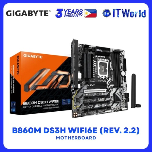 [GA-B860M-DS3H-WIFI6E] Gigabyte B860M DS3H Wifi6E microATX LGA1851 DDR5 Motherboard (rev 2.2) itw