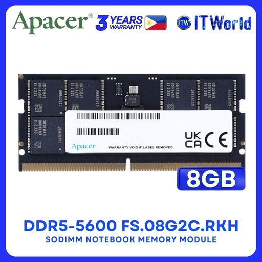 [FS-08G2C-RKH] Apacer 8GB (1x8GB) DDR5-5600Mhz SODIMM Notebook Memory Module FS.08G2C.RKH itw