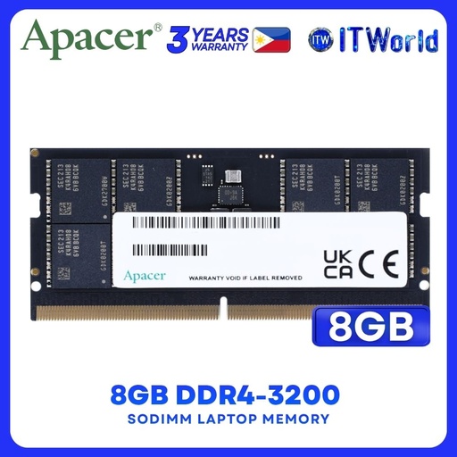 [AP42320008G1R-001] Apacer 8GB DDR4-3200Mhz SODIMM Single Laptop Memory Module AP42320008G1R-001