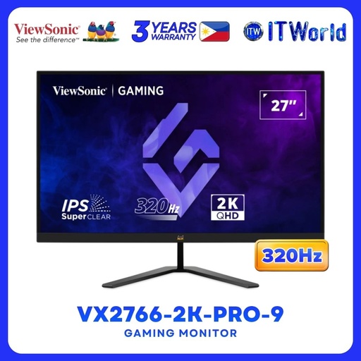 [VX2766-2K-PRO-9] Viewsonic VX2766-2K-PRO-9 27" 2560x1440 QHD / 320Hz / IPS Panel / 2ms GTG / Gaming Monitor