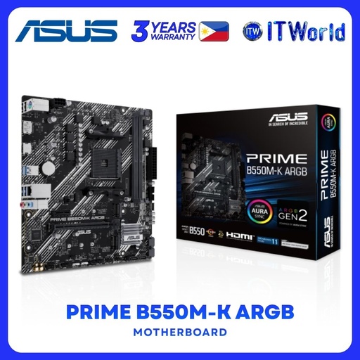 [PRIME-B550M-K-ARGB] ASUS PRIME B550M-K ARGB Motherboard - mATX / AM4 / DDR4 / PCIe 4.0 / Dual M.2 itw
