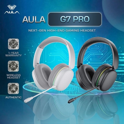 Aula G7 Pro Tri-mode Detachable Wireless 7.1 Surround Sound Gaming Headset - Black | White