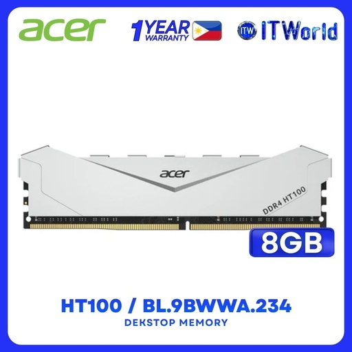 [HT100 / BL.9BWWA.234] Acer HT100 8GB (1x8GB) DDR4-3200Mhz Single UDIMM Desktop Memory - Silver BL.9BWWA.234