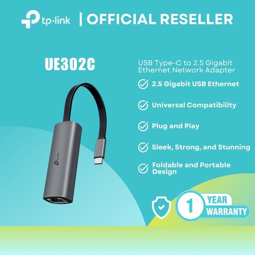 [UE302C] TP-Link UE302C USB Type-C to 2.5 Gigabit Ethernet Network Adapter itw