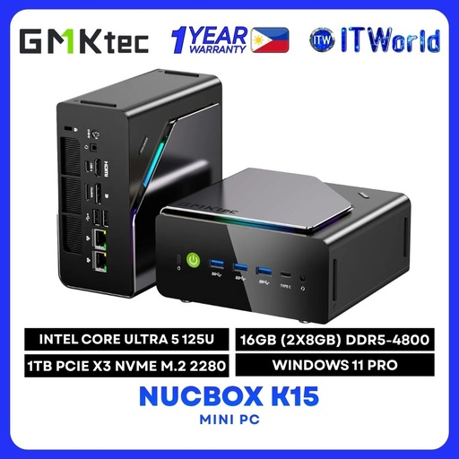 [cTGMKtec Nucbox K15] GMKtec Nucbox K15 - Intel Core Ultra 5 125U / Intel Graphics / 16GB DDR5-4800 / 1TB / Mini PC itw