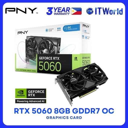 [VCG50608DFXPB1-O] PNY GeForce RTX 5060 8GB GDDR7 OC Dual Fans Graphics Card VCG50608DFXPB1-O itw