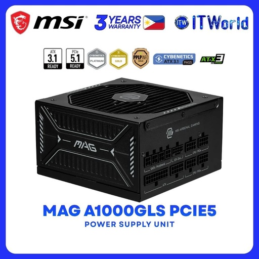 [MAG A1000GLS PCIE5] MSI MAG A1000GLS PCIE5 1000W 80+ Gold Fluid Dynamic Bearing Full Modular Power Supply Unit PSU itw