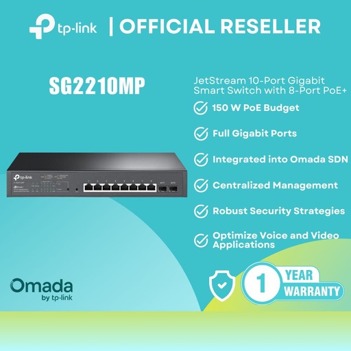 [SG2210MP] TP-Link TL-SG2210MP 10-Port Gigabit Smart PoE+ Switch 150W
