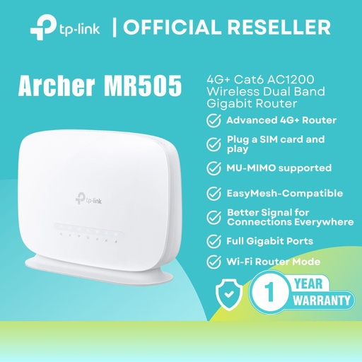 [Archer MR505] TP-Link Archer MR505 4G+ Cat6 AC1200 Dual-Band Gigabit LTE Router Nano SIM