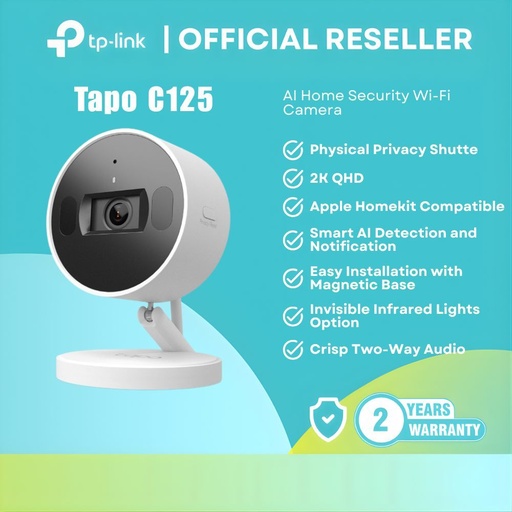 [TAPO C125] TP-Link Tapo C125 AI Home Security WiFi Camera 2K QHD 4MP Smart Cam