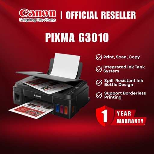 [G3010] Canon Pixma G3010 Refillable Ink Wireless All-in-One for High Volume Printing Printer