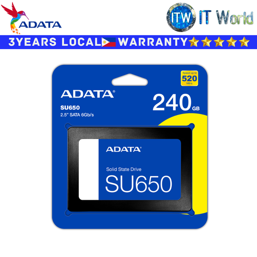 [ASU650SS-240GT-R] Adata Ultimate SU650 2.5 3D NAND Internal SSD (240GB | 480GB | 512GB) (240GB) (Black, 240GB)