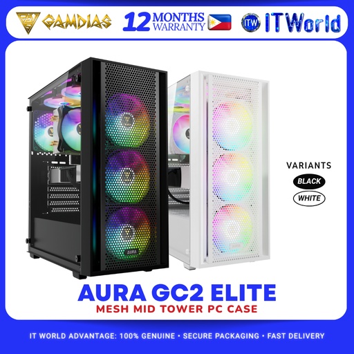 GAMDIAS AURA GC2 ELITE RGB Mid Tower Case itw (Black)