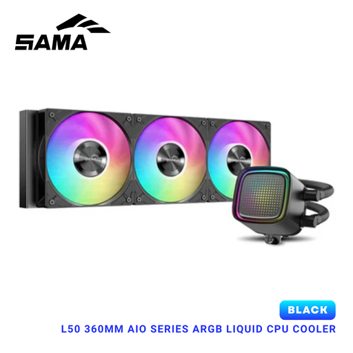 [L50-BKWAYX03-G] Sama L50 360mm AIO ARGB Liquid CPU Cooler Infinity Mirror Black L50-BKWAYX03-G