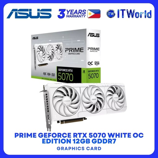 [ASUS PRIME-RTX5070-O12G-WHITE] ASUS PRIME GeForce RTX 5070 White OC Edition 12GB GDDR7 Graphics Card PRIME-RTX5070-O12G-WHITE