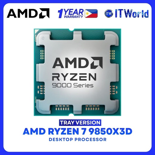 [R7-9850X3D-TRAY-1Y] AMD Ryzen 7 9850X3D - 8 Cores 16 Threads / Up to 5.6 GHz / AM5 /  Zen 5 / Desktop Processor
