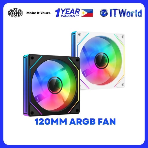 Cooler Master Elite 120mm ARGB Fan Case Cooling Fan Black/White