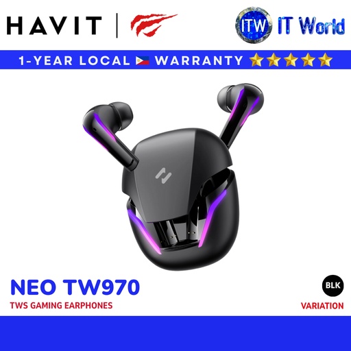 [Neo TW970 (Black)] Havit Neo TW970 | TWS Earbuds / Bluetooth 5.3 + 2.4G Dongle / 13mm Drivers