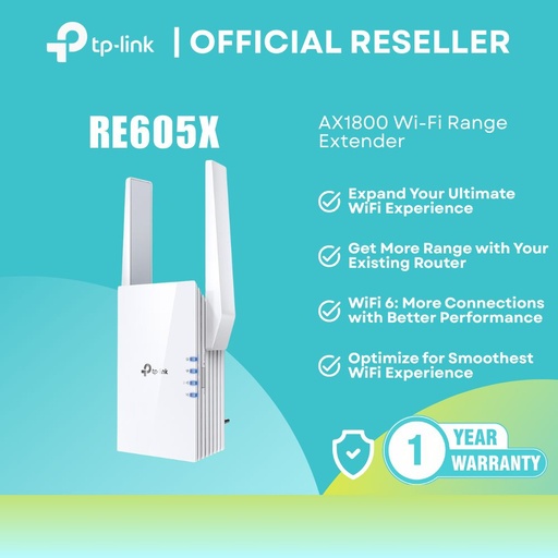 [RE605X] TP-Link RE605X AX1800 WiFi 6 Range Extender Gigabit OneMesh