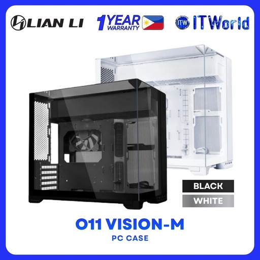 Lian Li O11 Vision-M Compact Dual Chamber Tempered Glass PC Case - Black | White