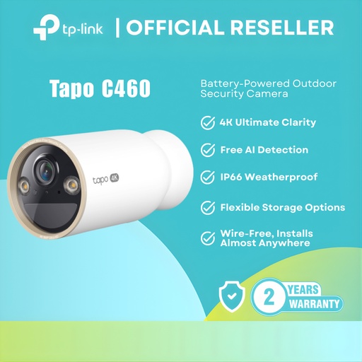 [Tapo C460] TP-Link Tapo C460 4K 8MP Outdoor Ultra HD Security Camera Battery Powered | itw