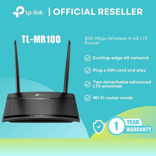 [TL-MR100] TP-Link TL-MR100 300Mbps Wireless N 4G LTE Router Nano SIM WiFi Router