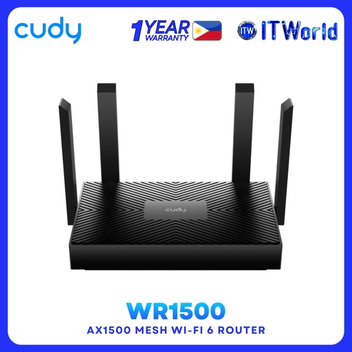[WR1500] Cudy WR1500 - AX1500 Wi-Fi 6 Mesh, 1201 Mbps 5GHz + 300 Mbps 2.4GHz Network Router