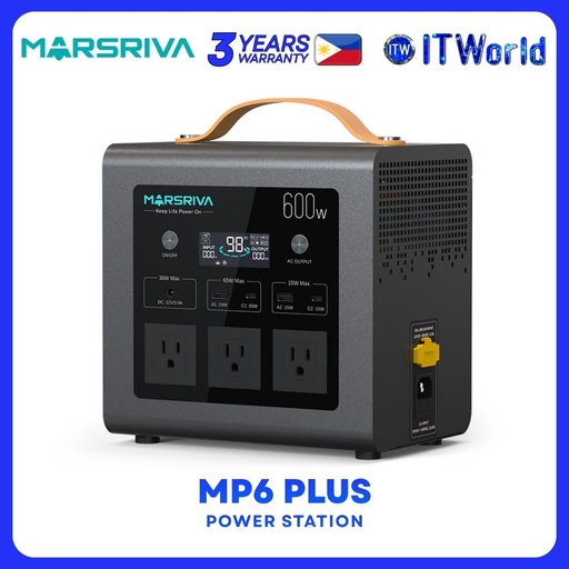 [MP6 PLUS] Marsriva M6 Plus 600W Pure Sine Wave LiFePO4 Battery Power Station