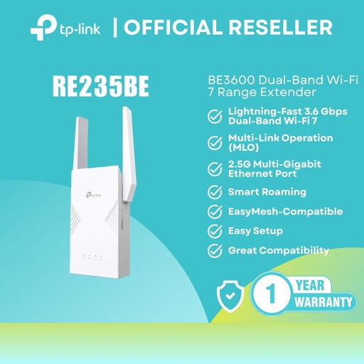 [RE235BE] TP-Link RE235BE WiFi 7 Range Extender BE3570 2.5G Ethernet RE235BE itw