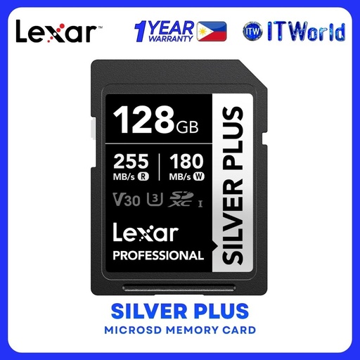 [LSDSIPL128G-BNNNG] Lexar Professional Silver Plus 128GB 255MB/s Read 180MB/s Write SDXC UHS-I Card LSDSIPL128G-BNNNG
