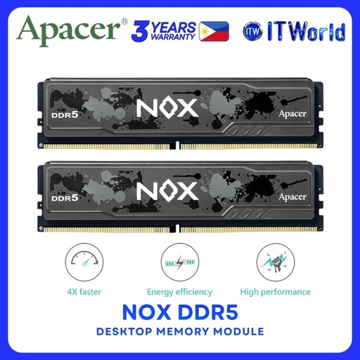 [AH5U32G60C622MBAA-2] Apacer NOX 32GB (16GBx2) DDR5-6000Mhz Desktop Memory Module Dual Kit - AH5U32G60C622MBAA-2 itw